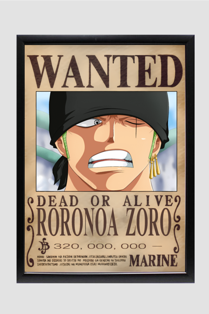 Zoro Wanted Poster – Framed A3 Wall Art