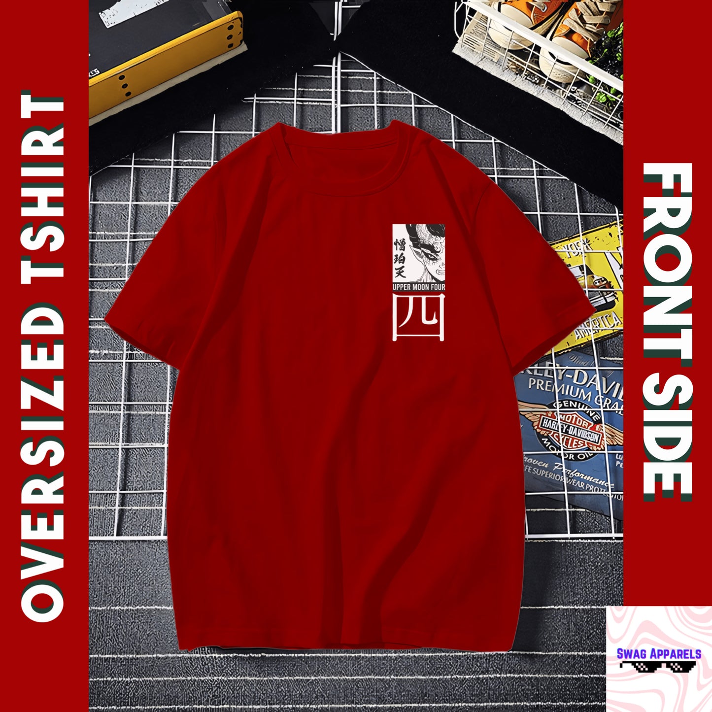 Hatred Upper Moon 4 Demon Slayer Oversized T-Shirt