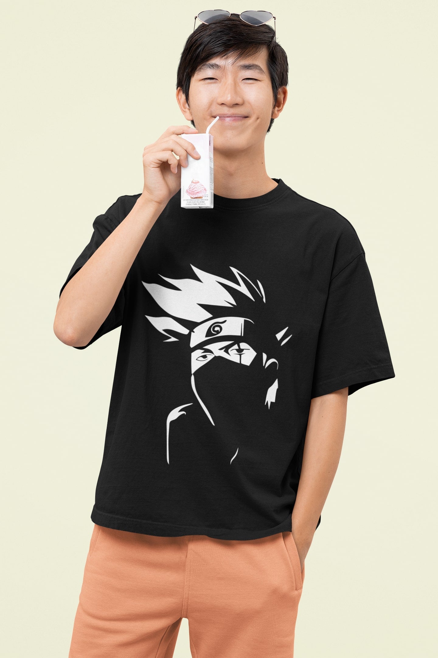 Kakashi Naruto Anime Black T-Shirt
