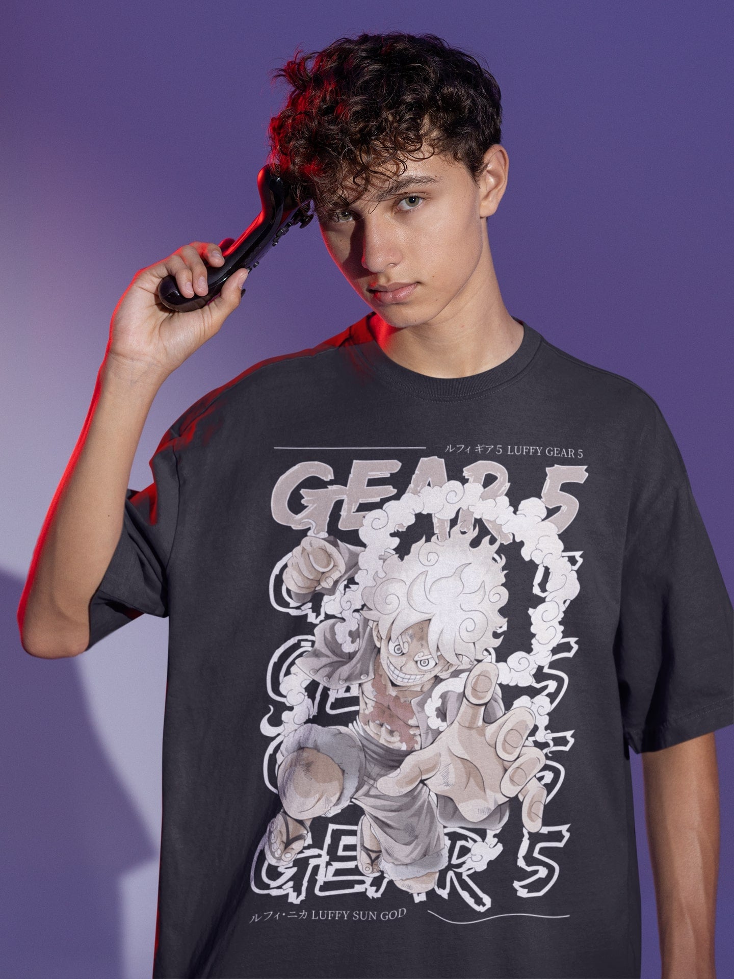 One Piece Oversized T-Shirt: Luffy Gear 5 Sun God Nika