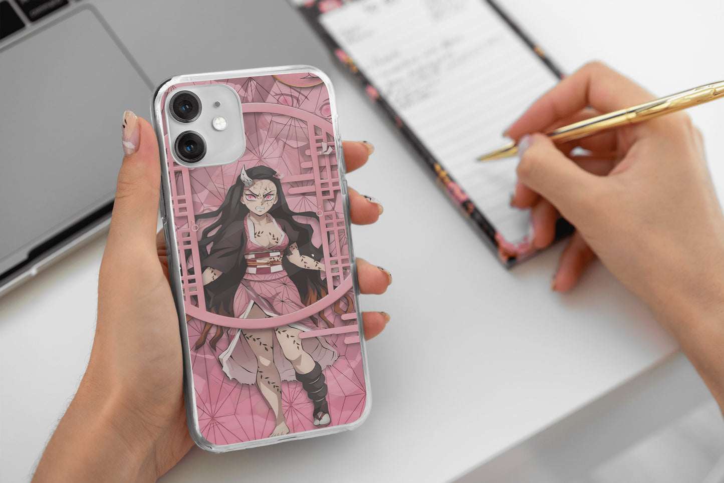 Nezuko-Inspired Demon Slayer Anime Sublimation Case for iPhone 13 & 14