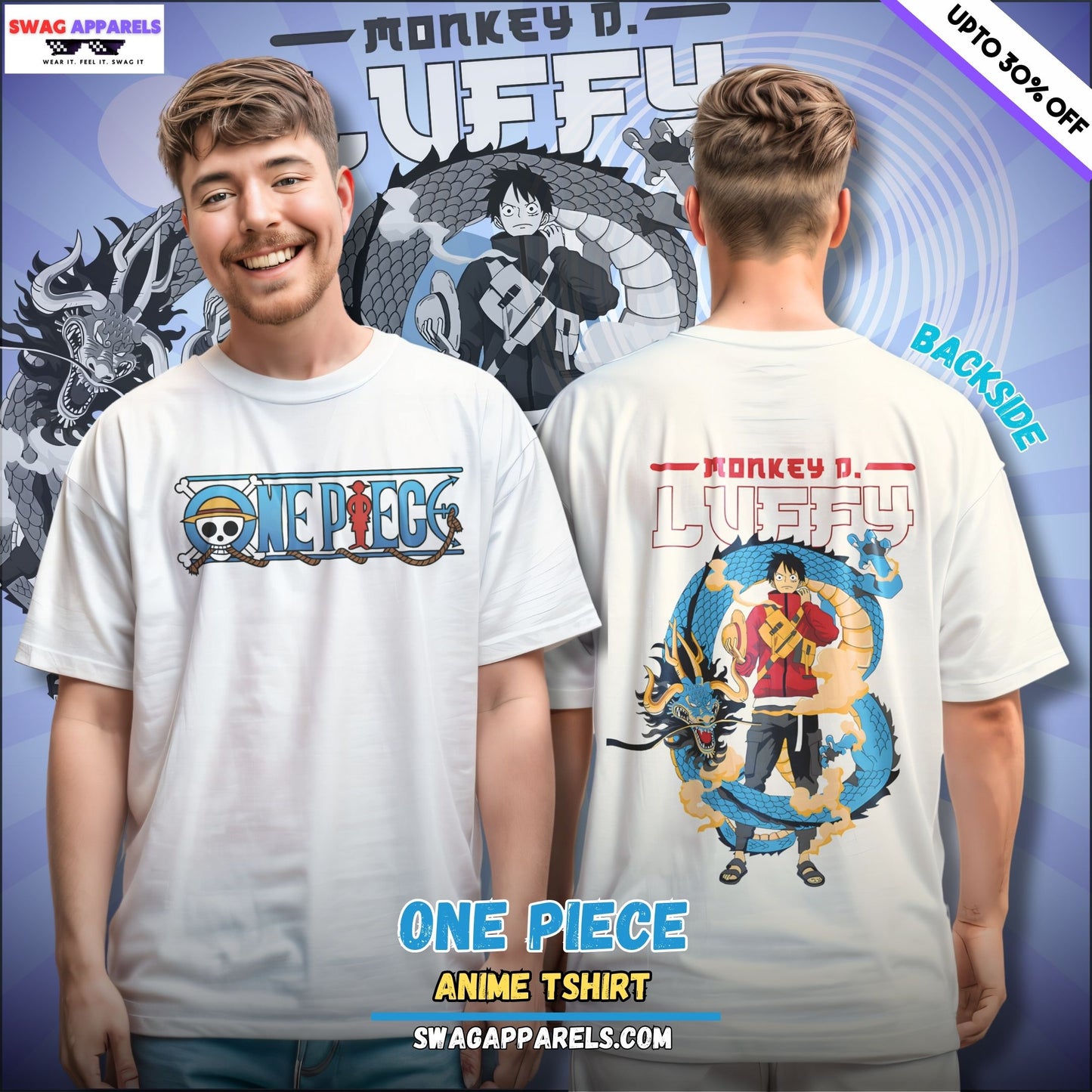 One Piece Anime T-Shirt: Luffy & Kaido Pirate Adventure