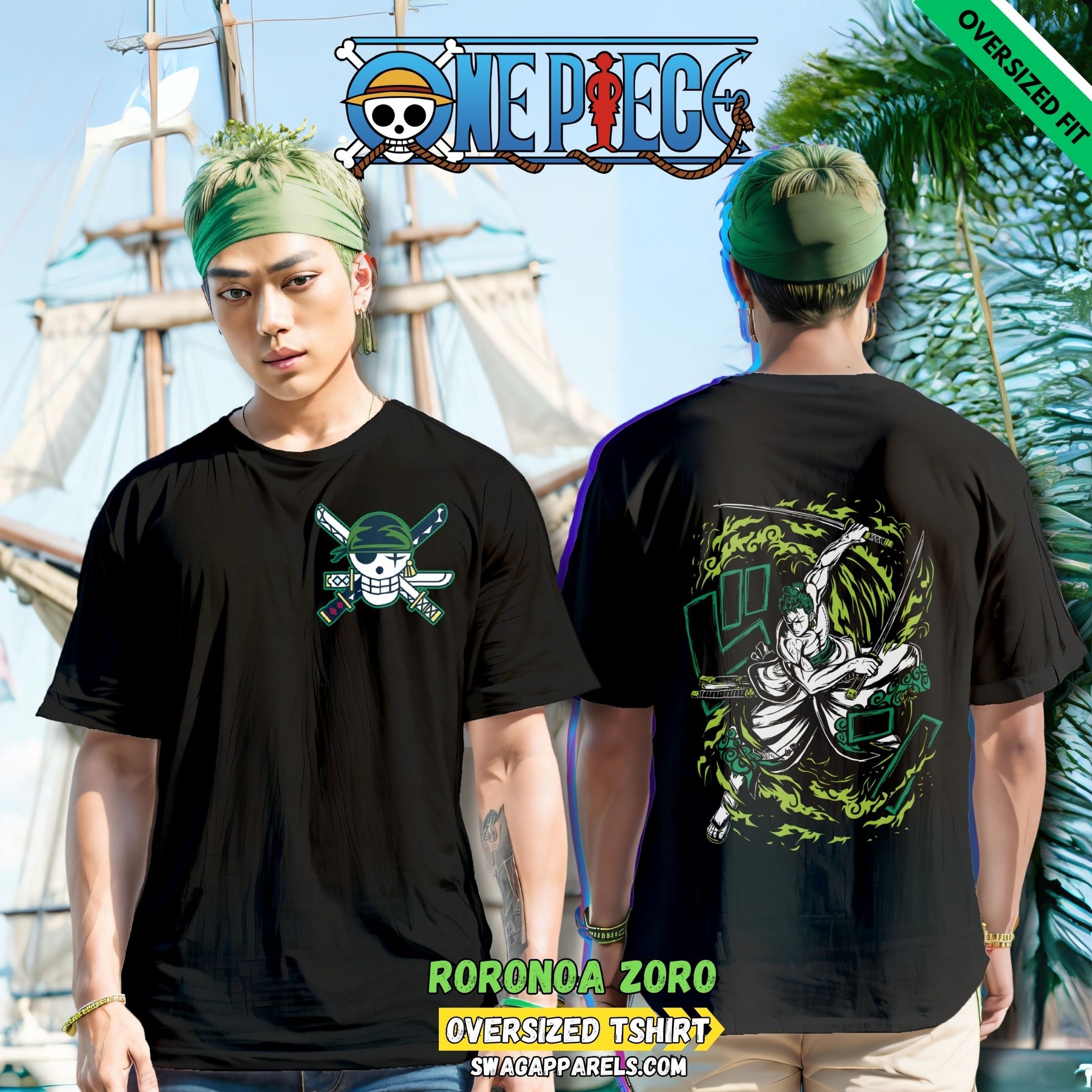 One Piece Anime - Zoro Swordsmen Oversized Tee