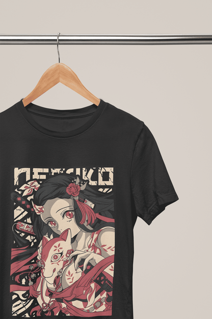 Stylish Demon Anime Nezuko Half Sleeve Classic T-Shirt - Perfect Gift for Anime Lovers