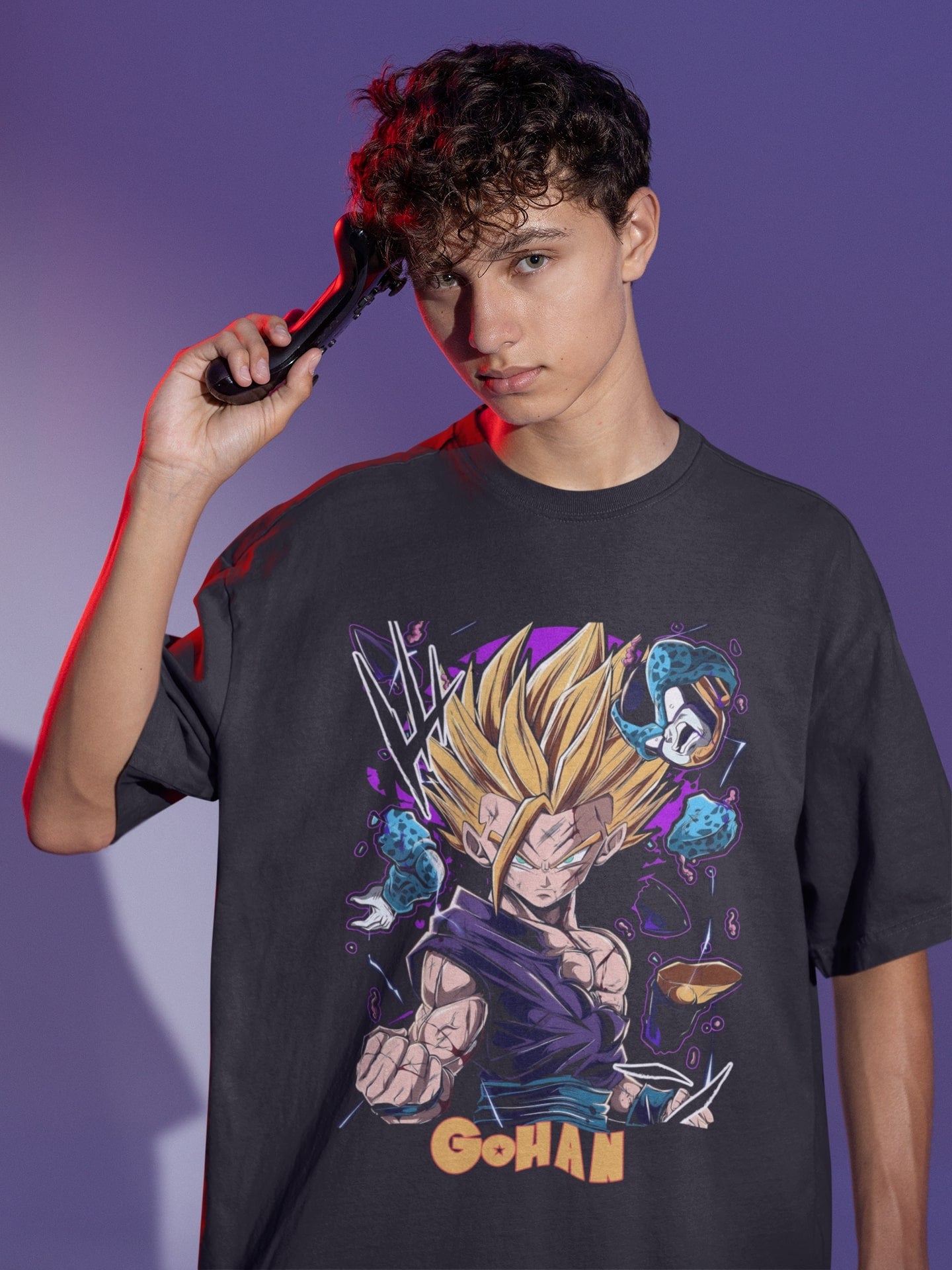 Gohan vs Cell Junior: Epic DBZ Oversized T-Shirt Showdown