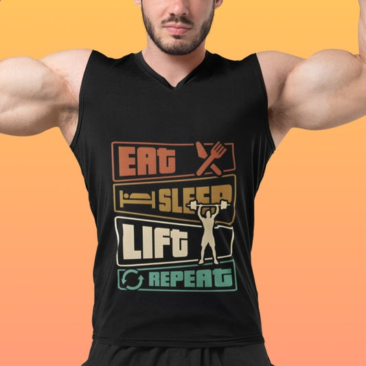Eat Sleep Lift Repeat Tank Top - Motivational Fitness Shirt for Men