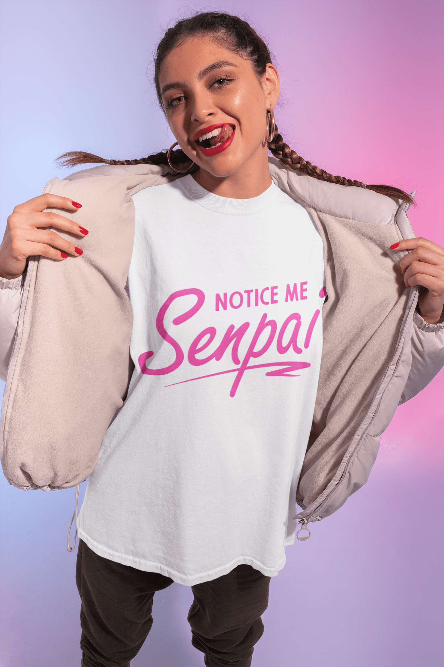 Otaku's Choice: Notice Me Senpai T-Shirt - A Magical Experience for Anime Lovers