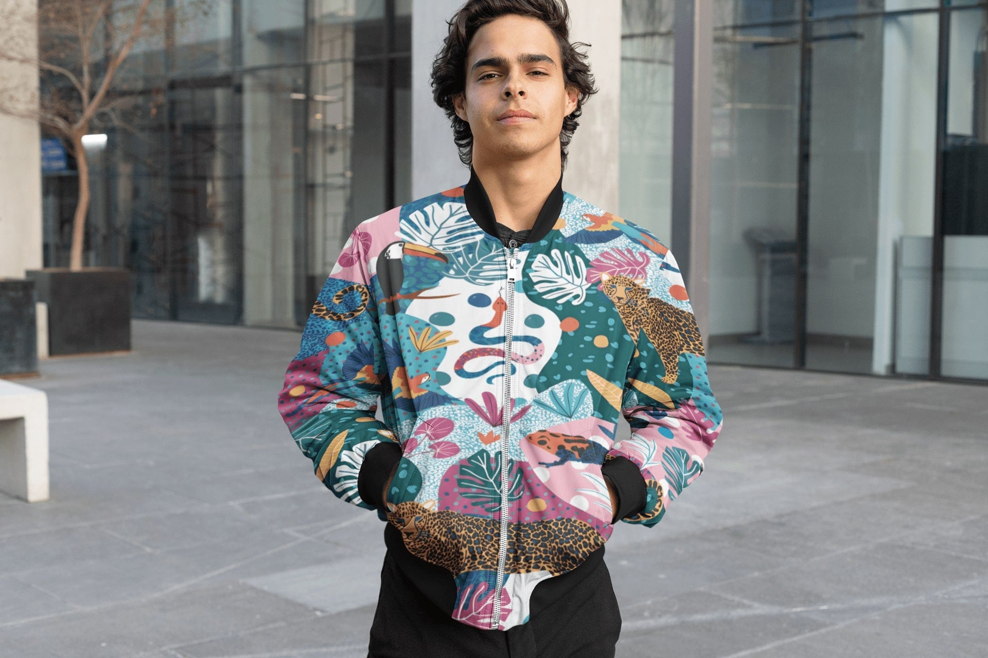 Abstract Tiger Bomber Jacket