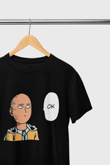 Saitama Funny Face Half-Sleeve T-Shirt - Quirky Anime Style