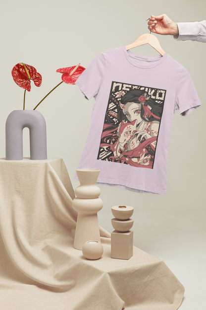 Stylish Demon Anime Nezuko Half Sleeve Classic T-Shirt - Perfect Gift for Anime Lovers