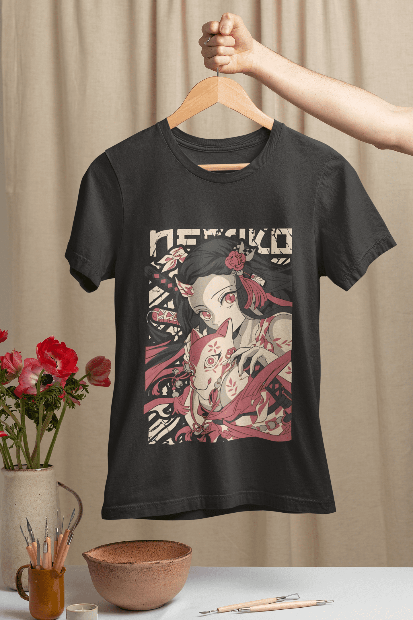 Stylish Demon Anime Nezuko Half Sleeve Classic T-Shirt - Perfect Gift for Anime Lovers