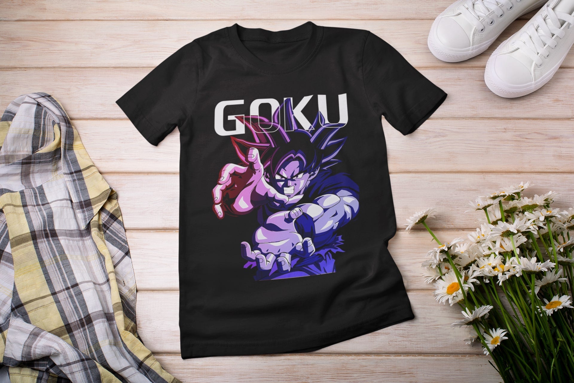 Goku Kamehameha Pose: Saiyan Power T-Shirt for Dragon Ball Z Lovers