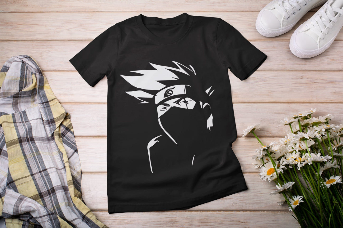 Kakashi Naruto Anime Black T-Shirt