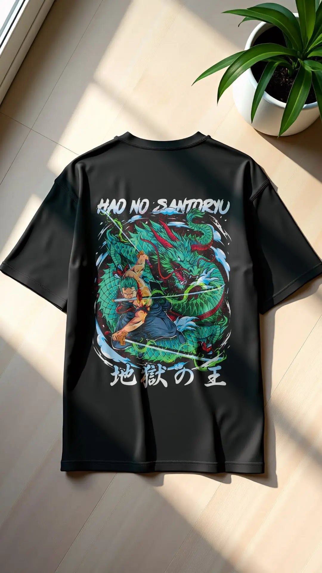 zoro tshirt backside flat lay