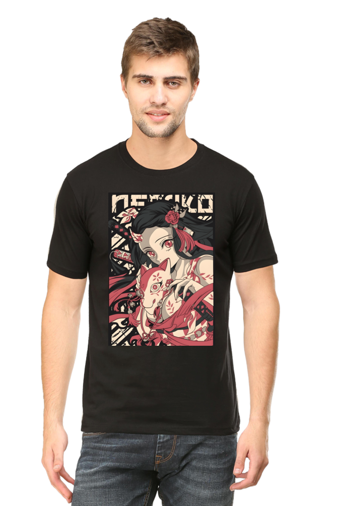 Stylish Demon Anime Nezuko Half Sleeve Classic T-Shirt - Perfect Gift for Anime Lovers