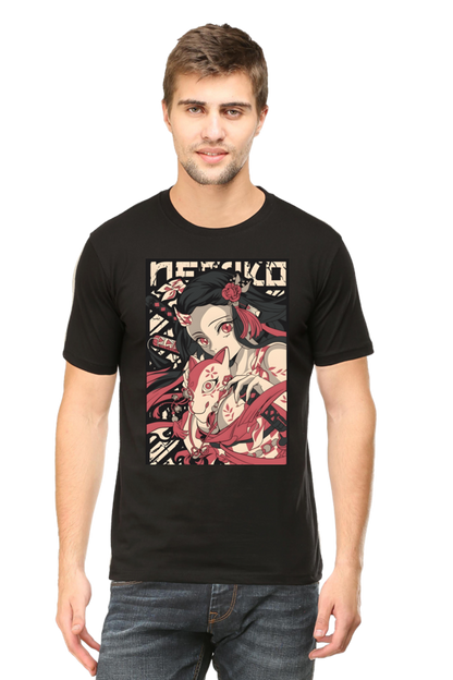 Stylish Demon Anime Nezuko Half Sleeve Classic T-Shirt - Perfect Gift for Anime Lovers