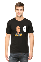Saitama Funny Face Half-Sleeve T-Shirt - Quirky Anime Style
