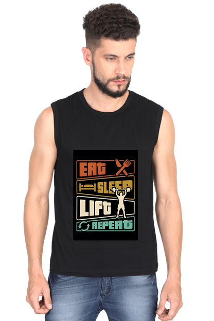 Eat Sleep Lift Repeat Tank Top - Motivational Fitness Shirt for Men