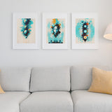 Hanging  Planets Abstract Art Print Set | Geometric Navy Orange Mustard White | Digital Download | Large Printable | Unique Wall Decor