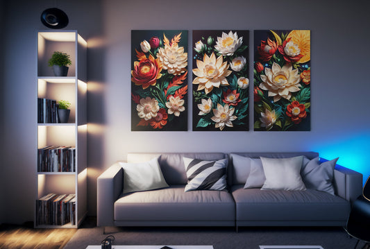 Watercolor Wildflowers Framed Canvas Wall Art Set | Floral Botanical Prints | Minimalist Modern Boho Decor